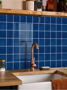 1/12/36pcs Self-Adhesive Navy Blue Square Wall Tiles – Waterproof Oil-Proof Peel And Stick Panels For Kitchen & Shower Walls - 20*20CM - View 9