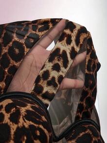 Amplova Women's Sexy Leopard Print Cutout Spaghetti Strap Camisole - Brown - View 9