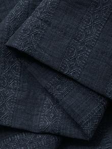 Livesso Tall Setelan 2 Potong Gaya Liburan untuk Wanita: Atasan Leher Asimetris Motif Garis-garis dan Celana Panjang Longgar - Navy Blue - View 9