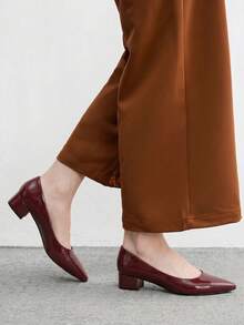 CUCCOO BIZCHIC 女款極簡米色尖頭平底鞋，優雅百搭款，適合春夏季、度假、商務休閒與日常出遊 - 酒紅色3 - 查看 3