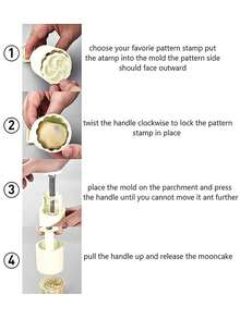 Hand Pressed Mooncake Mold Set ABS Mid Autumn Festival, Mung Bean Cake, DIY Dessert - Beige - View 5