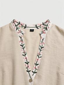 SHEIN LUNE CURVE Plus Size Spring/Summer Pastoral Style Boho Casual Commute Artistic Relaxed Comfortable Beach Vacation Picnic Outing Printed Jumpsuit Pink Floral - Apricot - View 6