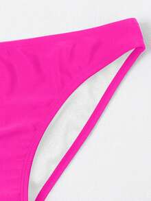 Swim Basics Celana Renang Wanita Polos Sederhana untuk Sehari-hari di Musim Panas - Hot Pink - View 4