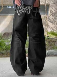 DAZY Autumn Washed Distressed Dark Blue Men's Jeans - Black - View 8