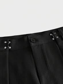 AXEPEAK Men's Solid Color Pleated Wide Leg Pants - Black - View 4