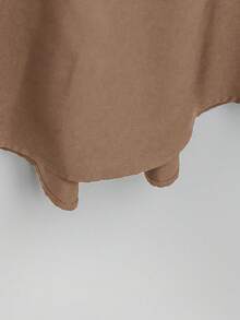 SHEIN Tall CURVE 大尺碼女款法式休閒傳統夏季短袖V領長洋裝 早午餐正式巧克力棕色 - 巧克力棕 - 查看 5