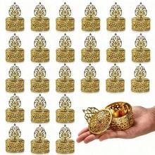 15/10/5個金色迷你糖果罐附蓋－塑膠容器，皇家與花卉圖案，適合婚禮伴手禮、新娘派對、糖果吧零食－裝飾性迷你罐附金色蓋，感謝禮物 - 多色 - 查看 11