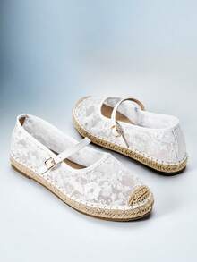 Solezae Women's Elegant Round Toe Floral Embroidery Espadrilles - White - View 6