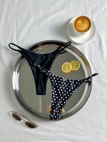 Swim Basics Vcay 女款波點印花比基尼泳褲，性感時尚夏季海灘度假泳裝 - 彩色 - 查看 2