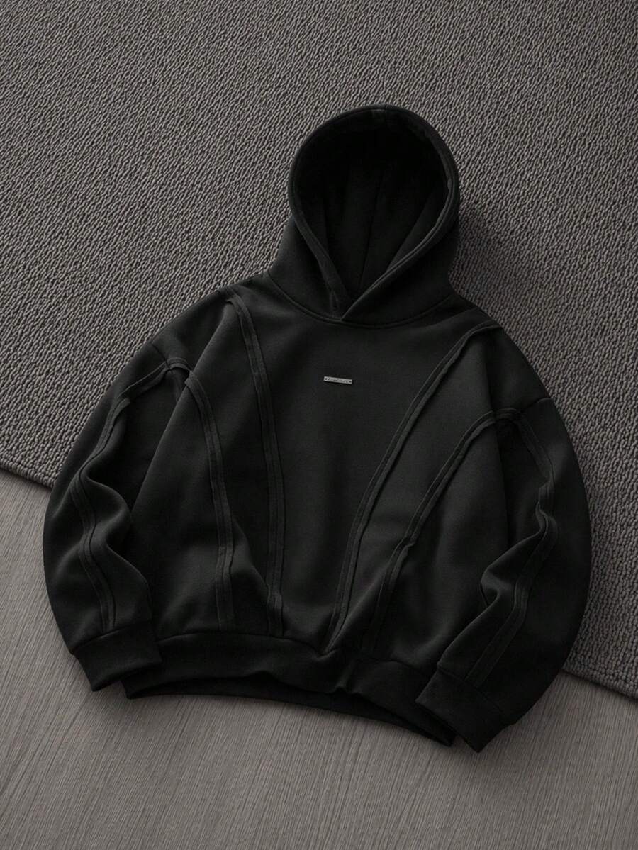 Manfinity VCAY Áo hoodie nam dáng suông, thời trang đường phố kiểu Mỹ, thiết kế phá cách với đường xẻ tà cong. - Màu đỏ tím - Xem 1