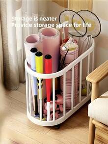 Rolling Storage Rack With Detachable Baskets, Black White Grid Plastic Storage Cart, Space Saving Organizer For Gym Yoga Gear Bathroom Laundry Home Office - Multicolor - View 6