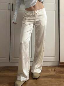 CovetEZ Women's Apricot Casual Versatile Long Pants - Beige - View 7