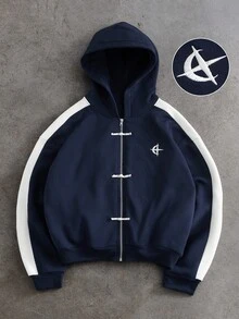 PAVTROS 男士時尚刺繡拉鍊長袖連帽衫 - 彩色 - 查看 1