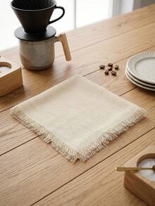 10/30pcs Solid Color Tasseled Linen Napkins 12.6"X12.6" For Wedding, Party, Birthday, Daily Use, Soft Square Shabby Chic Cloth, Decorative, Machine Washable & Reusable - Khaki - View 4
