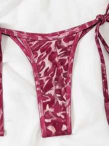 Swim SXY 2件套豹纹露背系带性感比基尼套装，秋季款 - 彩色 - 查看 4