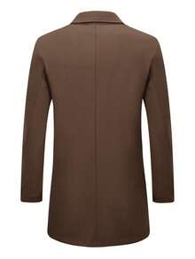 Manfinity Mode Men's Autumn/Winter Fashion Double-Breasted Brown Overcoat - Brown - View 2