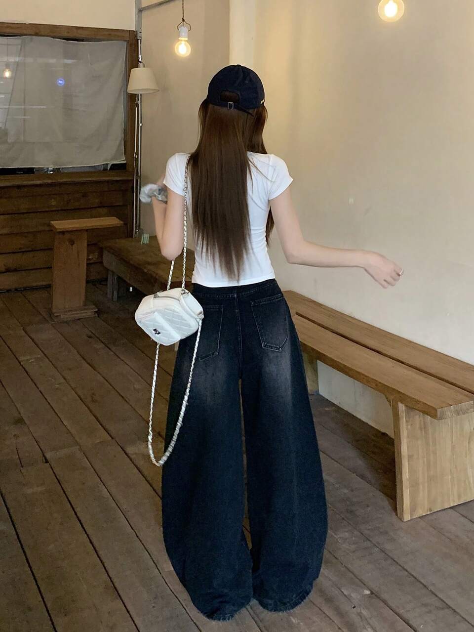 Women's English Letter Embroidered Rhinestone Korean Street Style Girl Jeans Fall