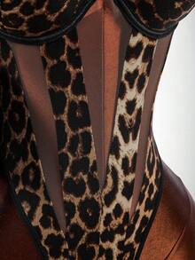 Amplova Women's Sexy Leopard Print Cutout Spaghetti Strap Camisole - Brown - View 7