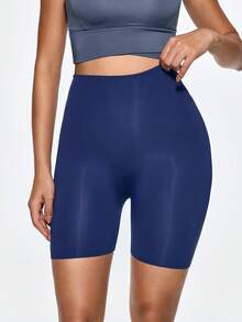 SHAPORA Women's Solid Color High Waist Shaping Shorts - Blue - View 4