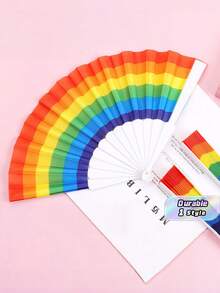 4-Piece Set Of Large Rainbow Folding Hand Fans, Rainbow Folding Fans, Colorful Hand Fans, Rainbow Folding Fans, Rainbow Lgbt Party Decoration Hand Fans - Bright And Portable Accessories Suitable For Pride Events And Outdoor Gatherings - View 1