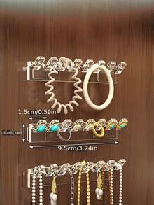 3/6/12 Pack Wall Mounted Clear Acrylic Jewelry Storage Hooks, Durable Polished Plastic Multi-Purpose Jewelry Hanger Organizer For Necklaces Earrings Rings Bracelets, Space Saving Wall Hanging Jewelry Rack For Bathroom, Ideal Gift Option - Multicolor - View 8