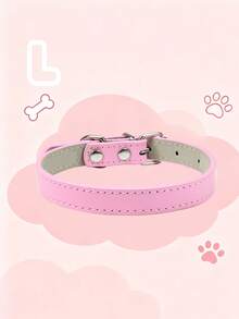 1Pc Pink Detachable PU Leather Pet Collar, Adjustable Soft Neck Collar For Small Medium Large Dogs, Cute Daily Wear Collar For Kittens Puppies - Multicolor - View 9