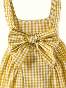 Firerie Kids Firerie Kids 女童格紋背後蝴蝶結裝飾無袖洋裝 白色夏季 - 黃色 - 查看 5