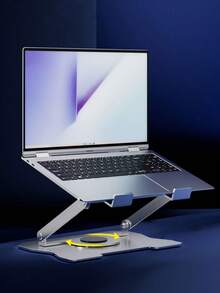 1 pieza Soporte para portátil con almohadilla, estante de enfriamiento plegable de metal, soporte giratorio elevador para monitor - Ver 4
