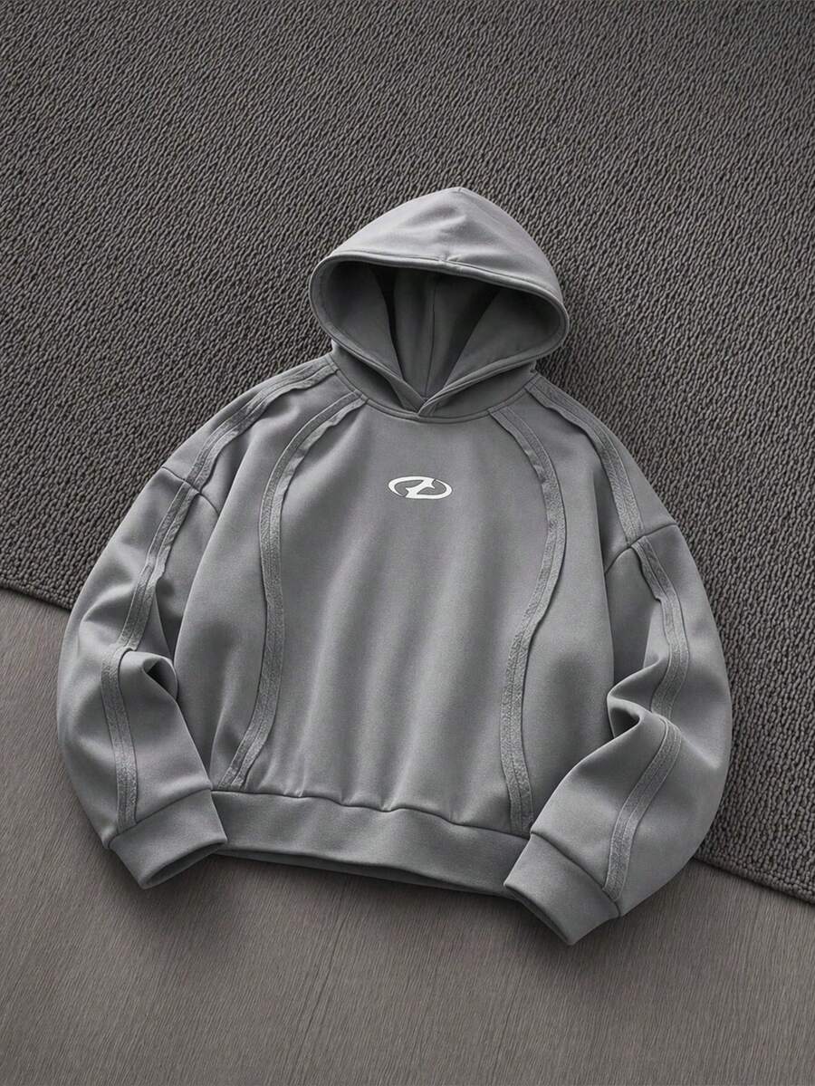 Manfinity VCAY Sudadera con capucha de ajuste holgado de manga larga para hombres, otoño, invierno - Verde Lima - Ver 1
