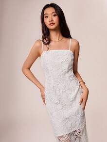 Willow Rêve Women's White Embroidered Dress, Romantic Vacation Style, Sexy Style, Valentine's Day, Boho Style,White Skirt,Skirts - White - View 2