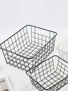 1pc Matte Black Trapezoid Minimalist Desktop Storage Basket, Metal Organizer Basket For Kitchen And Bathroom Without Drilling, Small Gold Trapezoid Basket, Pink Rectangular Basket, Bathroom Accessories, Room Decor - multicolor - View 9