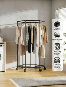 1pc Hexagonal 360° Rotating Clothes Drying Rack Thickened Iron Tube Space Saving For Bedroom Dorm Balcony Apartment - Multicolor - View 2