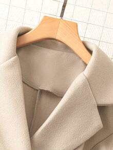 GlowEve CURVE Fashion Casual Double-Breasted Khaki Sleeve Decor Button Plus Size Women's Overcoat - Khaki - View 3