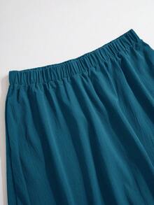 Rusticease Plus Size Solid Color Casual Versatile Vacation Skirt - Blue Day - View 6