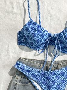 Swim Mod 女款性感細肩帶比基尼泳衣 2 件套 夏季海灘度假適用 - 紅色 - 查看 6