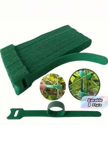 6 Inches Green Nylon Hook Loop Plant Binding Tape, 100Pcs Reusable Adjustable Anti-Slip Plant Support Ties, Secure Fastening Straps For Vines Climbing Plants And Daily Garden Care Work - multicolor - View 1