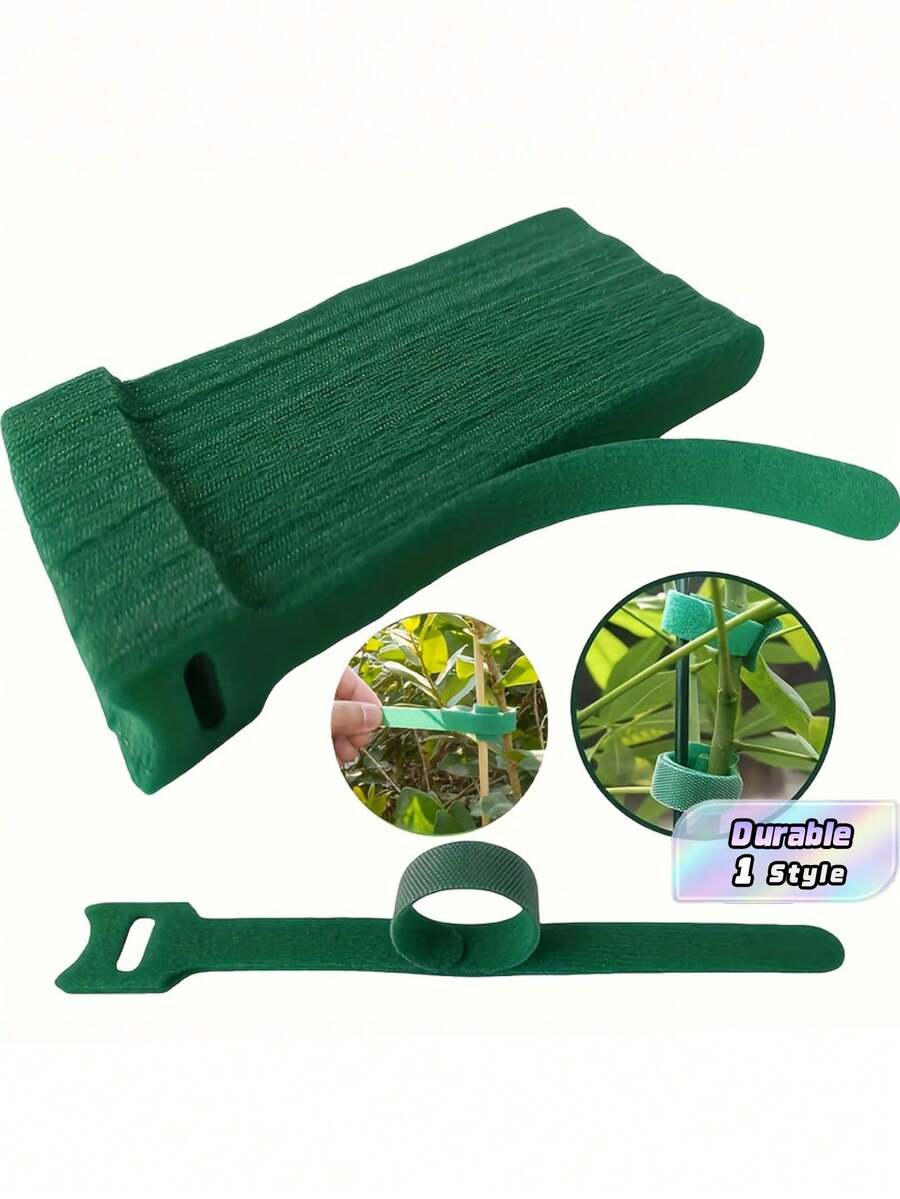 6 Inches Green Nylon Hook Loop Plant Binding Tape, 100Pcs Reusable Adjustable Anti-Slip Plant Support Ties, Secure Fastening Straps For Vines Climbing Plants And Daily Garden Care Work - multicolor - View 1