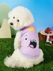 ADVENTURE TIME X PETSIN 1pc 1 Cute Style Smile Face And Five Pointed Star Pattern Pet Vest, Soft, Comfortable, Breathable And Anti Hair Pet Clothing - Purple - View 6