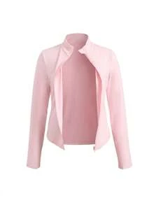 SHEIN Girlism 青少年女孩休閒長袖上衣與長褲三件套外套套裝，秋冬穿搭套裝 - 粉色 - 查看 7
