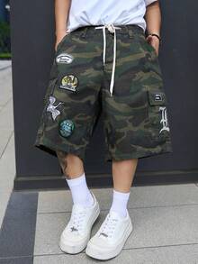 Manfinity Denimwave Men's Streetwear Casual Multi-Pocket Camouflage Denim Shorts - Army Green - View 7