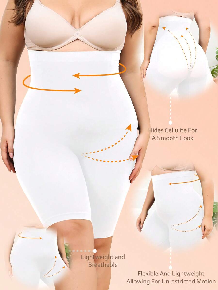 SHEIN 1件大尺碼無縫塑身褲 - 白色 - 查看 1