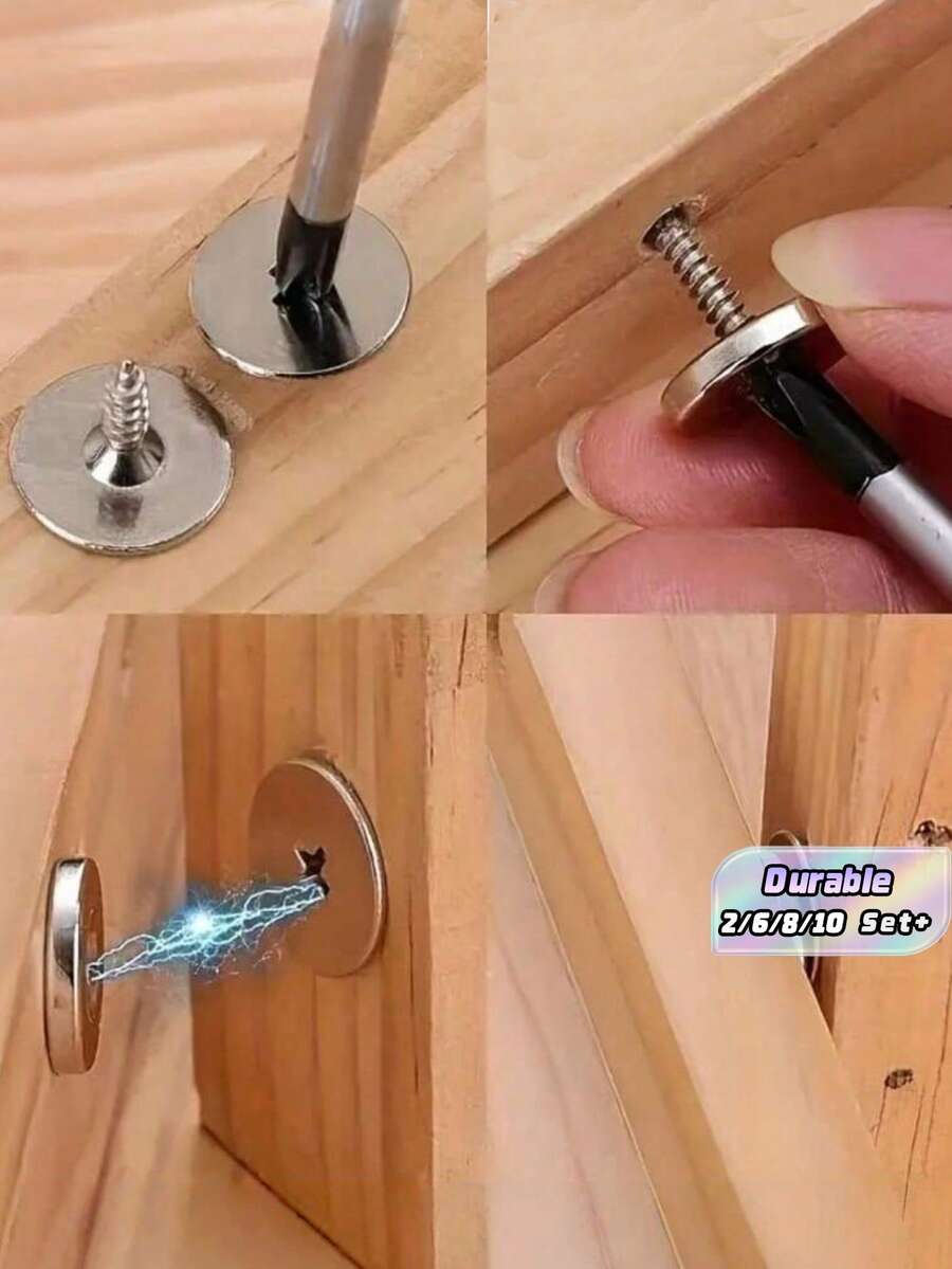 2/6/8/10Pcs Magnetic Cabinet Door Catch, Hidden Metal Magnetic Latch, Universal Magnetic Lock For Kitchen Cabinet, Glass Door & Drawer - multicolor - View 1