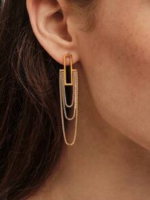 Vandermere 1 Pair Of Elegant And Unique 18K Gold Tassel Earrings, Vintage Western Style Design - Yellow Gold - View 4