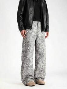 DAZY Spring Men's Leopard Print Wide Leg Loose Casual Denim Jeans - Multicolor - View 3