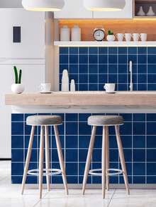 1/12/36pcs Self-Adhesive Navy Blue Square Wall Tiles – Waterproof Oil-Proof Peel And Stick Panels For Kitchen & Shower Walls - 20*20CM - View 4