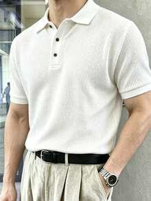 JOLTRO 男士夏季休閒純色短袖 Polo 衫 - 白色 - 查看 3