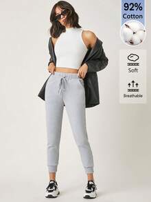 SHEIN BASICS Women's Solid Color Fitted Cropped Casual Versatile Tank Top - White - View 4