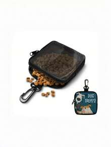 Polyester Dog Training Treat Bag With Zipper, Clear Window Single-Side Printed Portable Pet Snack Pouch, Must-Have Accessory For Dog Walking Outdoor Use - Multicolor - View 2