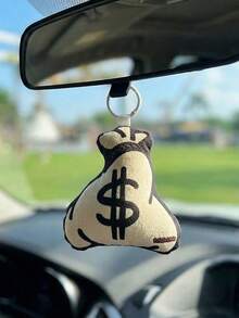 POKOJA LAND 1pc Dollar Sign Money Bag Charm - Tactile Sensory Embroidered Squeeze Feedback Pendant - Aesthetic Car Interior Backpack Decor - Sentimental Gift For Women Men Friends - Multicolor - View 2