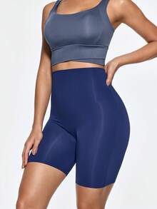 SHAPORA Women's Solid Color High Waist Shaping Shorts - Blue - View 6